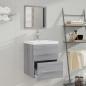 Preview: Badschrank mit Spiegel Grau Sonoma 41x38,5x48 cm