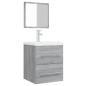 Preview: Badschrank mit Spiegel Grau Sonoma 41x38,5x48 cm