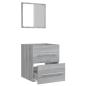 Preview: Badschrank mit Spiegel Grau Sonoma 41x38,5x48 cm