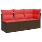 Preview: Gartensofa mit Kissen 3-Sitzer Braun Poly Rattan