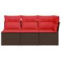 Preview: Gartensofa mit Kissen 3-Sitzer Braun Poly Rattan