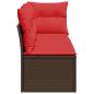 Preview: Gartensofa mit Kissen 3-Sitzer Braun Poly Rattan