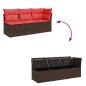 Preview: Gartensofa mit Kissen 3-Sitzer Braun Poly Rattan