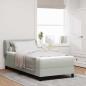 Preview: ARDEBO.de - Boxspringbett mit Kopfteil Hellgrau 100 x 200 cm Samt