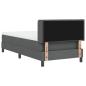 Preview: Boxspringbett mit Matratze Dunkelgrau 80x200 cm Stoff, Kopfteil Linien Design Dunkelgrau 80 cm Stoff