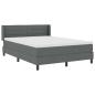 Preview: Boxspringbett mit Matratze Dunkelgrau 140x200 cm Stoff, Kopfteil Linien-Design Dunkelgrau 140 cm Stoff