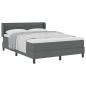 Preview: Boxspringbett mit Matratze Dunkelgrau 140x200 cm Stoff, Kopfteil Linien-Design Dunkelgrau 140 cm Stoff