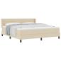Preview: Boxspringbett mit Matratze Creme 180x200 cm Stoff, Kopfteil Linienmuster Creme 180 cm Stoff