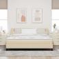 Preview: Boxspringbett mit Matratze Creme 180x200 cm Stoff, Kopfteil Linienmuster Creme 180 cm Stoff