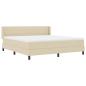 Preview: Boxspringbett mit Matratze Creme 180x200 cm Stoff, Kopfteil Linienmuster Creme 180 cm Stoff
