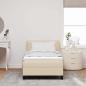 Preview: Boxspringbett mit Matratze Creme 100x200 cm Stoff, Kopfteil mit Knopfheftung Creme 100 cm Stoff