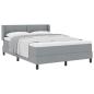 Preview: Boxspringbett mit Matratze Hellgrau 160x200 cm Stoff, Kopfteil geknöpft Hellgrau 160 cm Stoff