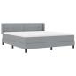 Preview: Boxspringbett mit Matratze Hellgrau 180x200 cm Stoff, Kopfteil mit Knopfheftung Hellgrau 180 cm Stoff