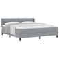 Preview: Boxspringbett mit Matratze Hellgrau 180x200 cm Stoff, Kopfteil mit Knopfheftung Hellgrau 180 cm Stoff