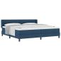 Preview: Boxspringbett mit Matratze Blau 200x200 cm Stoff, Kopfteil mit Knopfheftung Blau 200 cm Stoff