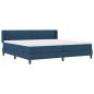 Preview: Boxspringbett mit Matratze Blau 200x200 cm Stoff, Kopfteil mit Knopfheftung Blau 200 cm Stoff