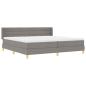 Preview: Boxspringbett mit Matratze Taupe 200x200 cm Stoff, Kopfteil Linien-Design Taupe 200 cm Stoff