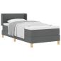 Preview: Boxspringbett mit Matratze Dunkelgrau 100x200 cm Stoff, Kopfteil mit Knopfheftung Dunkelgrau 100 cm Stoff