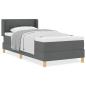 Preview: Boxspringbett mit Matratze Dunkelgrau 100x200 cm Stoff, Kopfteil mit Knopfheftung Dunkelgrau 100 cm Stoff