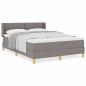 Preview: Boxspringbett mit Matratze Taupe 140x200 cm Stoff, Kopfteil im Diamantblockdesign Taupe 140 cm Stoff