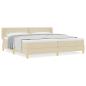 Preview: Boxspringbett mit Matratze Creme 200x200 cm Stoff, Kopfteil Diamantblock-Design Creme 200 cm Stoff