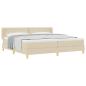 Preview: Boxspringbett mit Matratze Creme 200x200 cm Stoff, Kopfteil Diamantblock-Design Creme 200 cm Stoff