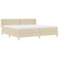 Preview: Boxspringbett mit Matratze Creme 200x200 cm Stoff, Kopfteil Diamantblock-Design Creme 200 cm Stoff