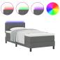 Preview: Boxspringbett mit Matratze & LED Dunkelgrau 90x190 cm Stoff