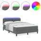 Preview: Boxspringbett mit Matratze & LED Dunkelgrau 160x200 cm Stoff