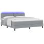 Preview: Boxspringbett mit Matratze & LED Hellgrau 180x200 cm Stoff