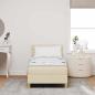 Preview: Boxspringbett mit Matratze & LED Creme 80x200 cm Stoff