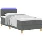 Preview: LED Boxspringbett mit Kopfteil Dunkelgrau 90 x 200 cm Stoff