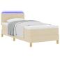 Preview: Boxspringbett mit Matratze & LED Creme 90x200 cm Stoff