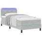 Preview: Boxspringbett mit Matratze & LED Licht Hellgrau 100x200 cm Samt