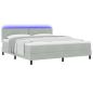 Preview: LED Boxspringbett mit Matratze Hellgrau 180x200 cm Samt