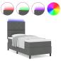 Preview: Boxspringbett mit Matratze & LED Dunkelgrau 100x200 cm Stoff