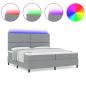 Preview: Boxspringbett mit Matratze & LED Licht Grau 200x200 cm Stoff