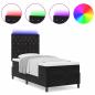 Preview: LED Boxspringbett mit Matratze Schwarz 100x200 cm Samt