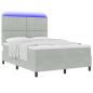 Preview: LED Boxspringbett mit Matratze Hellgrau 140x190 cm Samt