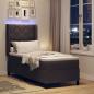 Preview: LED Boxspringbett mit Matratze Dunkelbraun 90x190 cm Stoff