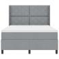 Preview: LED Boxspringbett mit Matratze Hellgrau 160x200 cm Stoff