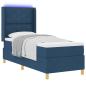 Preview: LED Boxspringbett mit Matratze Blau 80x200 cm Stoff