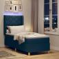 Preview: LED Boxspringbett mit Matratze Blau 80x200 cm Stoff
