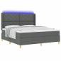 Preview: LED Boxspringbett mit Matratze Dunkelgrau 180x200 cm Stoff