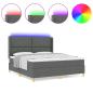 Preview: LED Boxspringbett mit Matratze Dunkelgrau 180x200 cm Stoff