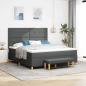 Preview: ARDEBO.de - Boxspringbett mit Matratze & Bank Dunkelgrau 180x200 cm Stoff
