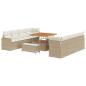 Preview: 11-teiliges Garten Sofa Set mit Kissen Beige Poly Rattan Akazie, 3-teiliges Garten Esstisch Set mit Kissen Beige Poly Rattan Akazie