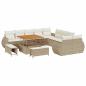 Preview: 13-teiliges Garten Sofa Set mit Kissen Beige Poly Rattan Akazie, 3-teiliges Garten Essset mit Kissen Beige Poly Rattan Akazie
