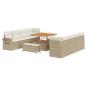 Preview: 11-teiliges Garten-Sofa-Set mit Kissen Beige Poly Rattan Akazie, 3-teiliges Garten-Dining-Set mit Kissen Beige Poly Rattan Akazie