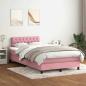 Preview: ARDEBO.de - Boxspringbett mit Matratze Rosa 120x220 cm Samt